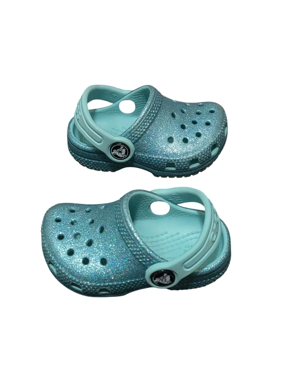 CROCS Kids Glitter Clog in Light Blue Size C4